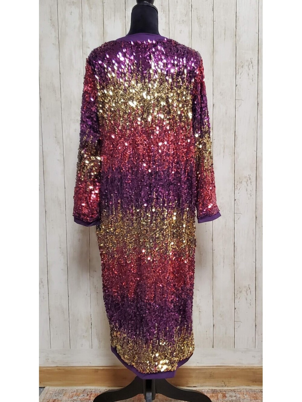 Ashley Stewart NWT Sequin Zip Maxi Duster Cardigan Dress 18/20